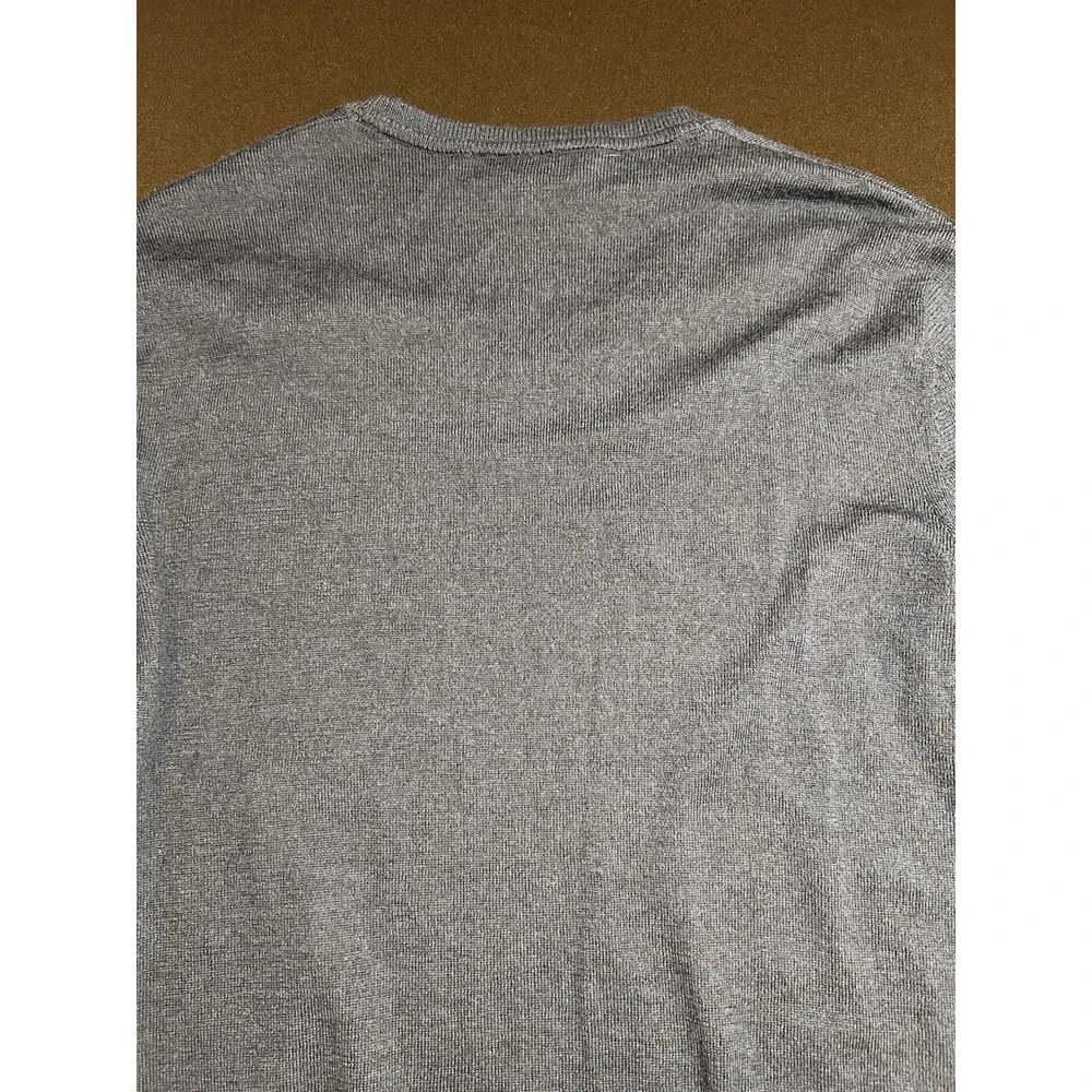 Banana Republic Mens Blue Gray 100% Merino Wool V-Neck Pullover Sweater L